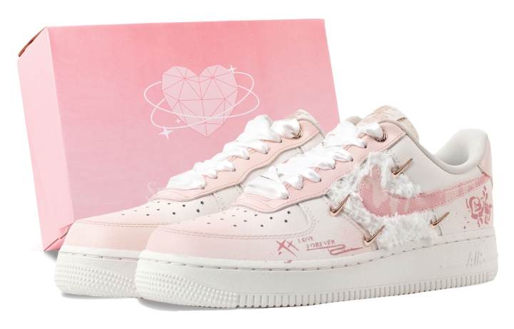 Nike Nike Air Force 1 Rose Love Box Abrasion Resistant Low top Skateboard Shoes Women's White Pink