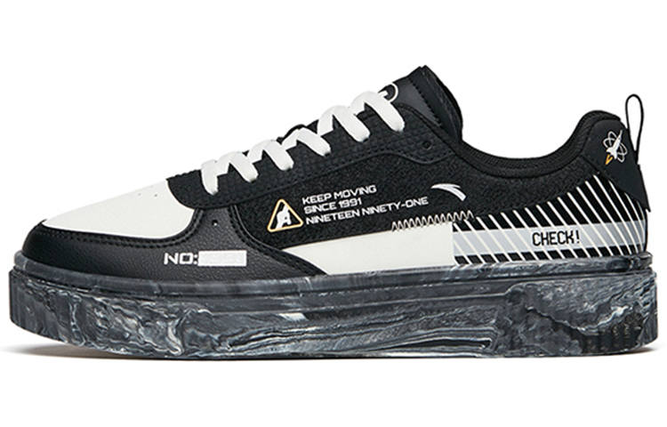 Anta Life Collection Non slip Lightweight Low top Skateboard Shoes Women's Black White