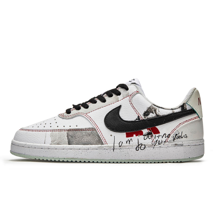 Nike Nike Court Vision 1 Freedom Panda, Hitchcock Slip Resistant Low top Skateboard Shoes Men's White Black