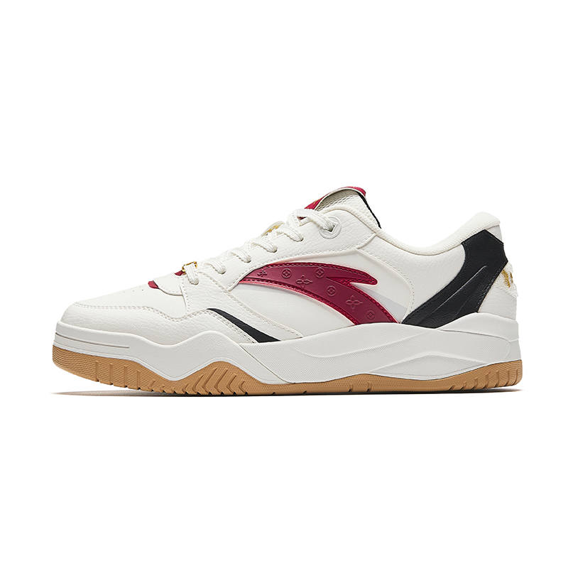 Anta Slip Resistant Cushioning Abrasion Resistant Skateboard Shoes Men's Ivory White/Crimson Red/Basic Black