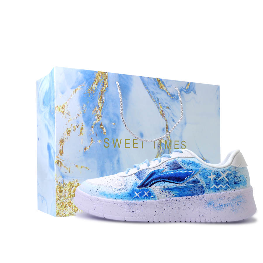 Li-Ning Li Ning Floating Boat Abrasion Resistant Lightweight Breathable Low top Skateboard Shoes Unisex White Blue