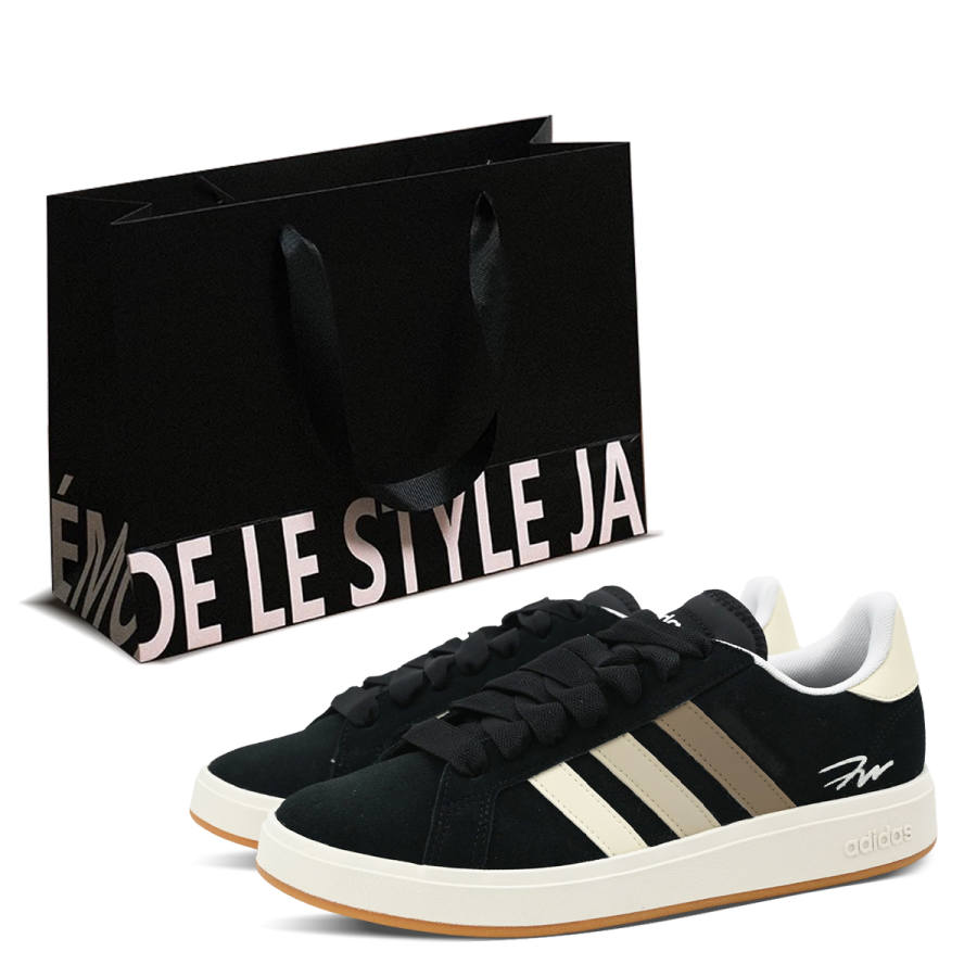 Adidas Adidas Grand Court Base 00s Brown Rhythm, Shopping Bag Abrasion Resistant Low top Skateboard Shoes Unisex Beige Black