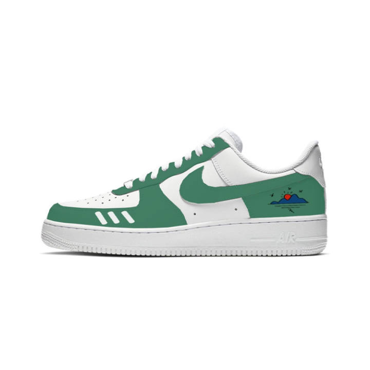 Nike Nike Air Force 1 Green Boat Abrasion Resistant Abrasion Resistant Low top Skateboard Shoes Women's White Green