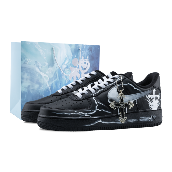 Nike Nike Air Force 1 Dark Cross Abrasion Resistant Low top Skateboard Shoes Unisex Black