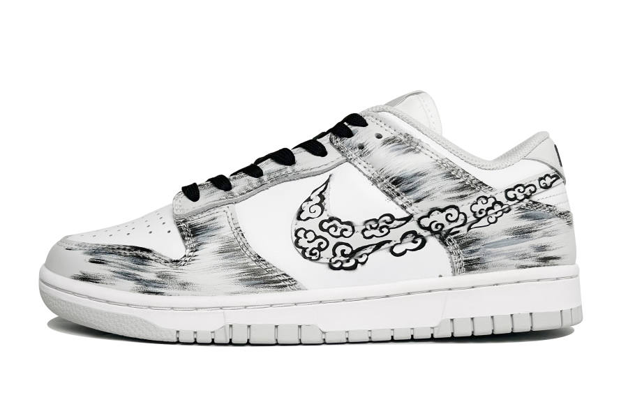 Nike Nike Dunk Ink Cloud Abrasion Resistant Low top Skateboard Shoes Unisex Black White