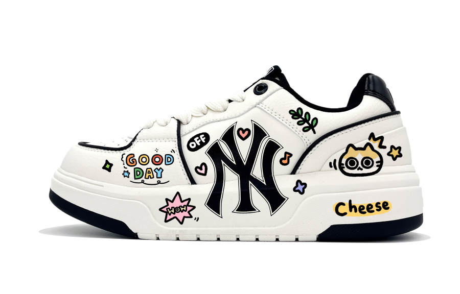 MLB Chunky Liner Pu Abrasion Resistant Abrasion Resistant Low top Skateboard Shoes Unisex White