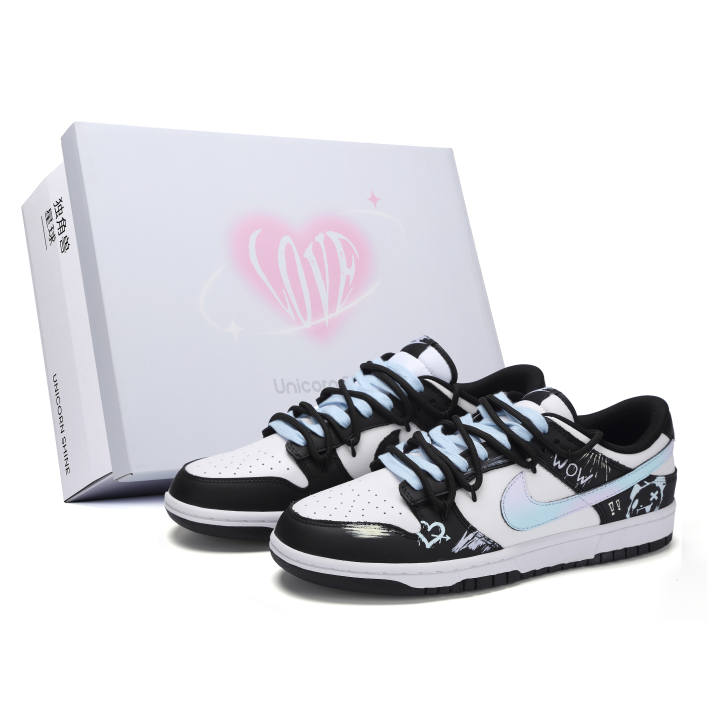 Nike Nike Dunk Raging Bearbrick Abrasion Resistant Low top Skateboard Shoes Men's Black Blue