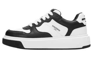 SINCENOW Top Grain Cow Leather Slip Resistant, Lightweight, And Breathable Low top Skateboard Shoes Unisex Black White