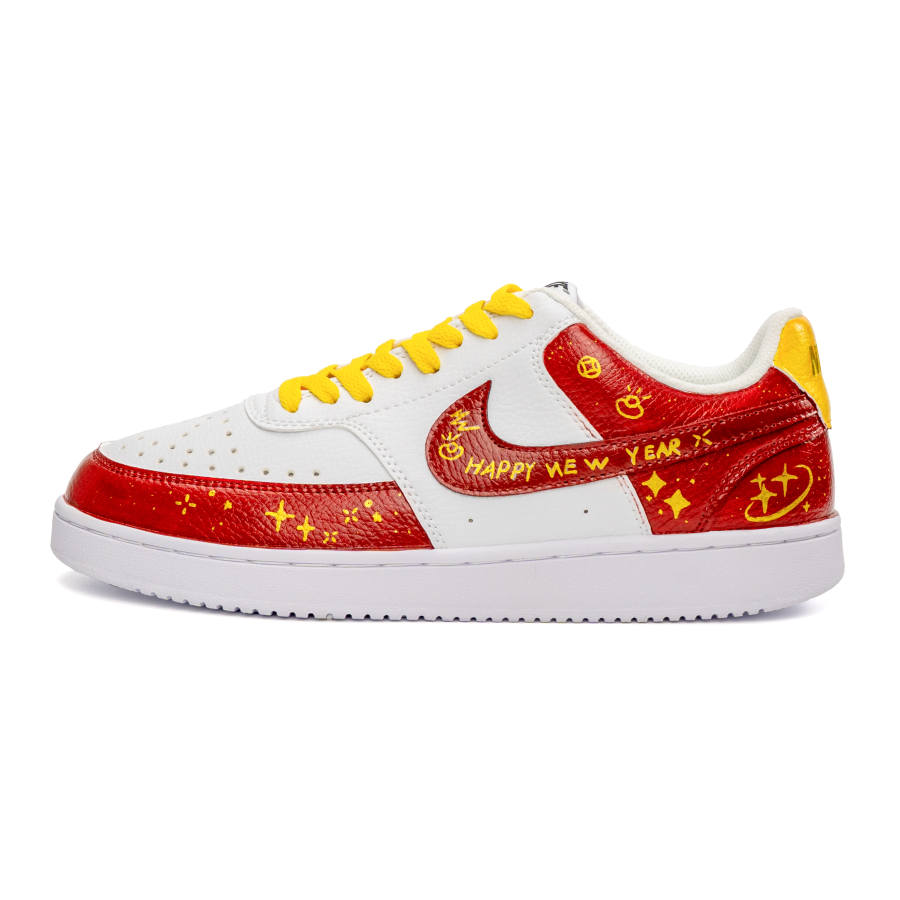Nike Nike Court Vision 1 Reddish Yellow Star Cushioning, Wear Resistant Low top Skateboard Shoes Unisex Red Gold