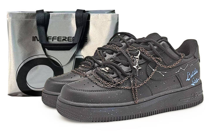 Nike Nike Air Force 1 Coverage Abrasion Resistant Low top Skateboard Shoes Unisex Black