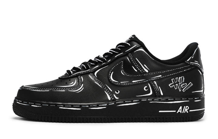 Nike Nike Air Force 1 REGO Hot Dog, Breaking Dimension Abrasion Resistant Low top Skateboard Shoes Unisex Black White