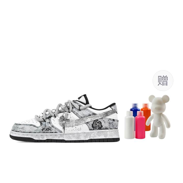 Nike Nike Dunk Silver Bloom Abrasion Resistant Breathable Low top Skateboard Shoes Unisex Gray White