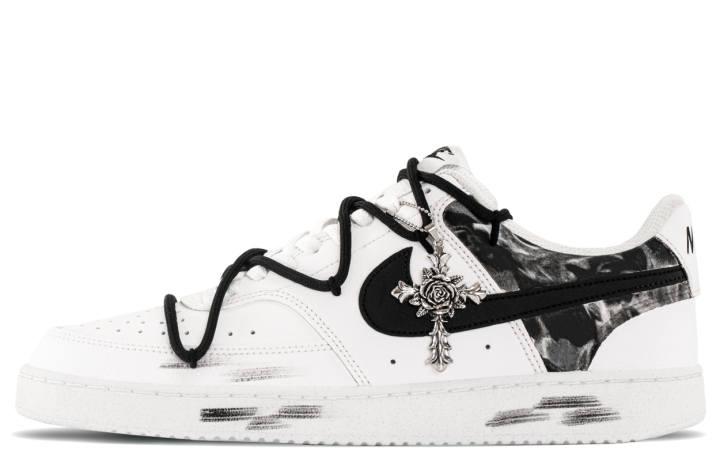 Nike Nike Court Vision 1 Cushioning Height Increasing Low top Skateboard Shoes Men's Black White