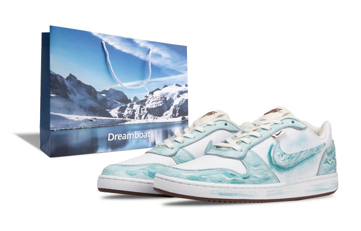 Nike Nike EBERNON Lake Moon Abrasion Resistant Slip Resistant Low top Skateboard Shoes Men's Blue