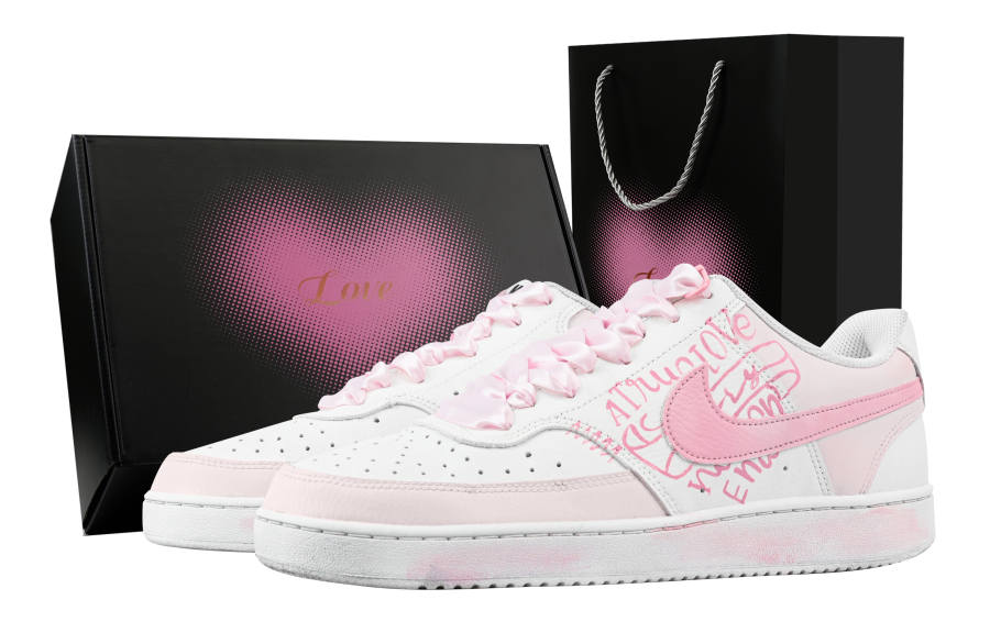 Nike Nike Court Vision 1 Heartbeat Combat, Heart Box Abrasion Resistant Low top Skateboard Shoes Men's Pink White