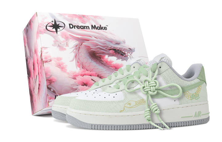 Nike Nike Air Force 1 Slip Resistant Cushioning Abrasion Resistant Low top Skateboard Shoes Women's White Green