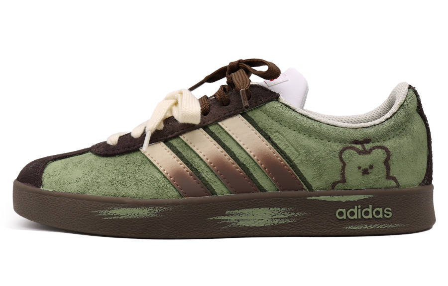 Adidas Adidas VL COURT 2.0 Suede Abrasion Resistant, Lightweight, And Breathable Low top Skateboard Shoes Unisex Green Brown