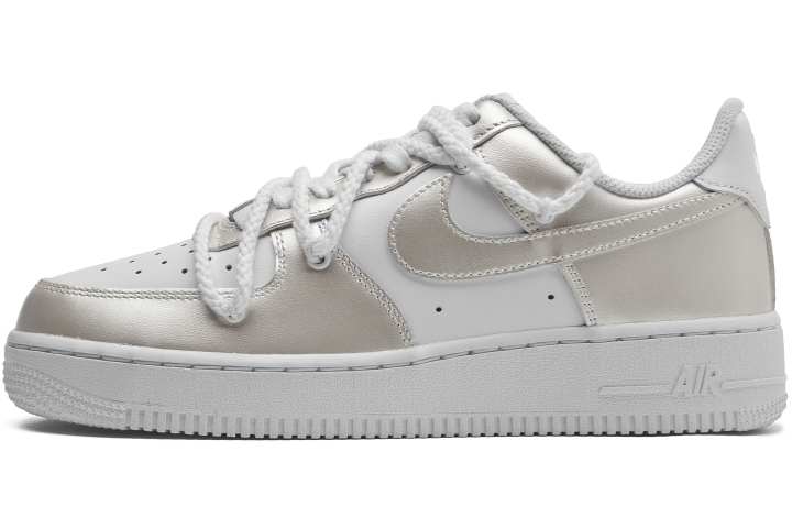 Nike Nike Air Force 1 Wear resistant And Lightweight Low top Skateboard Shoes Unisex White Silver