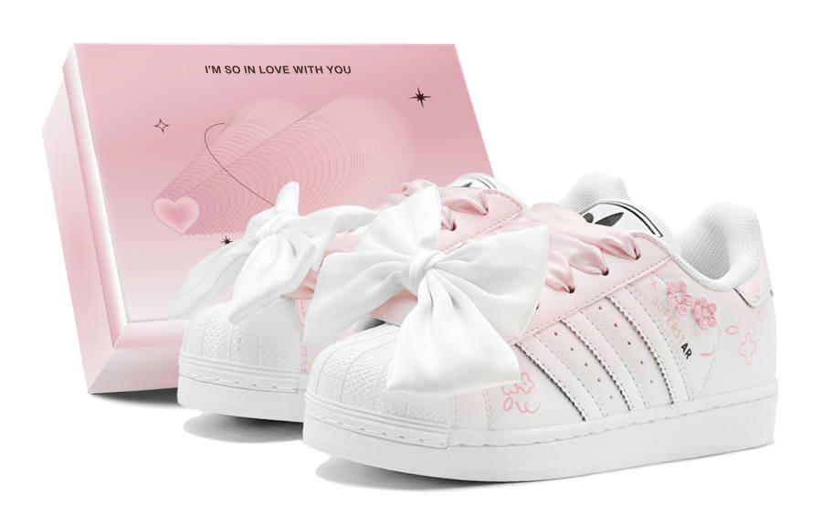 Adidas Originals Superstar 2 Romantic Gift Low top Skateboard Shoes Unisex Pink White
