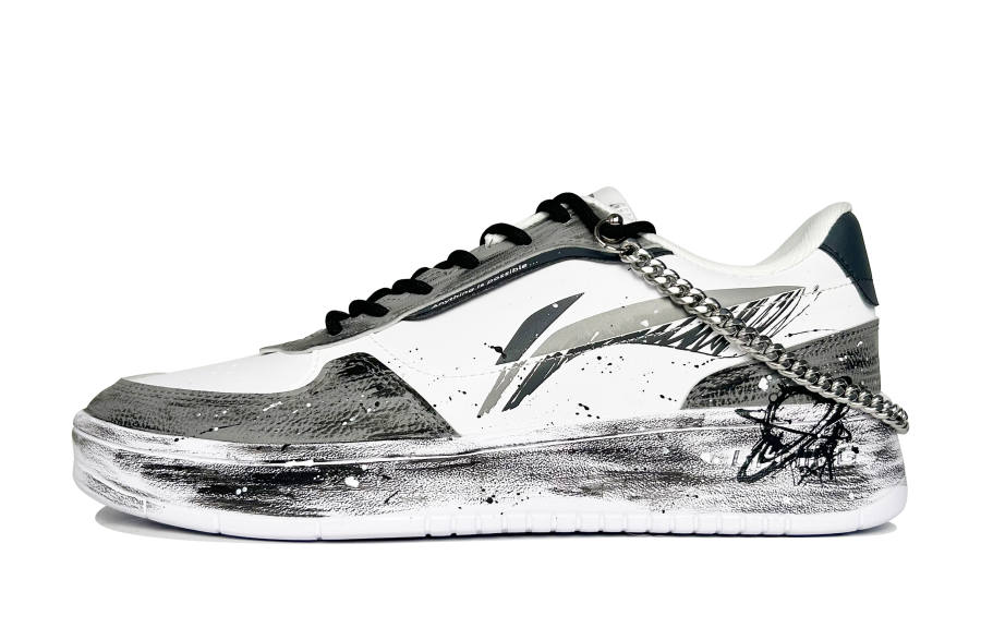 Li-Ning Li Ning Duda Slip Resistant Abrasion Resistant Low top Skateboard Shoes Men's Black Gray