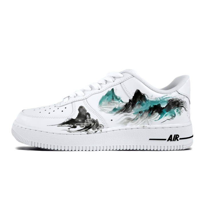 Nike Nike Air Force 1 Mountain And River Peaks Cushioning, Wear Resistant Skateboard Shoes Unisex White Green