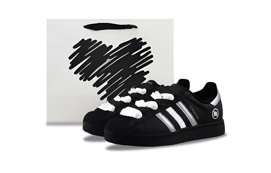 Adidas Originals Superstar 2 Abrasion Resistant Low top Skateboard Shoes Unisex Black Silver