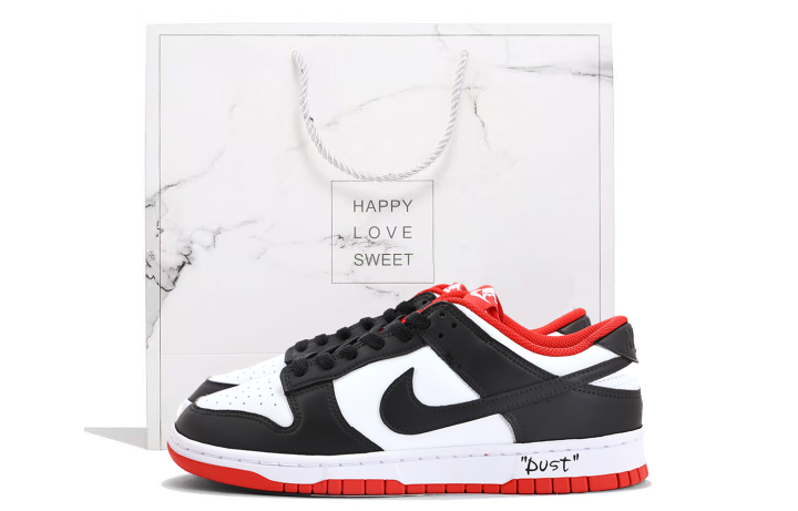 Nike Nike Dunk Coverage Slip Resistant Abrasion Resistant Low top Skateboard Shoes Unisex Black Red