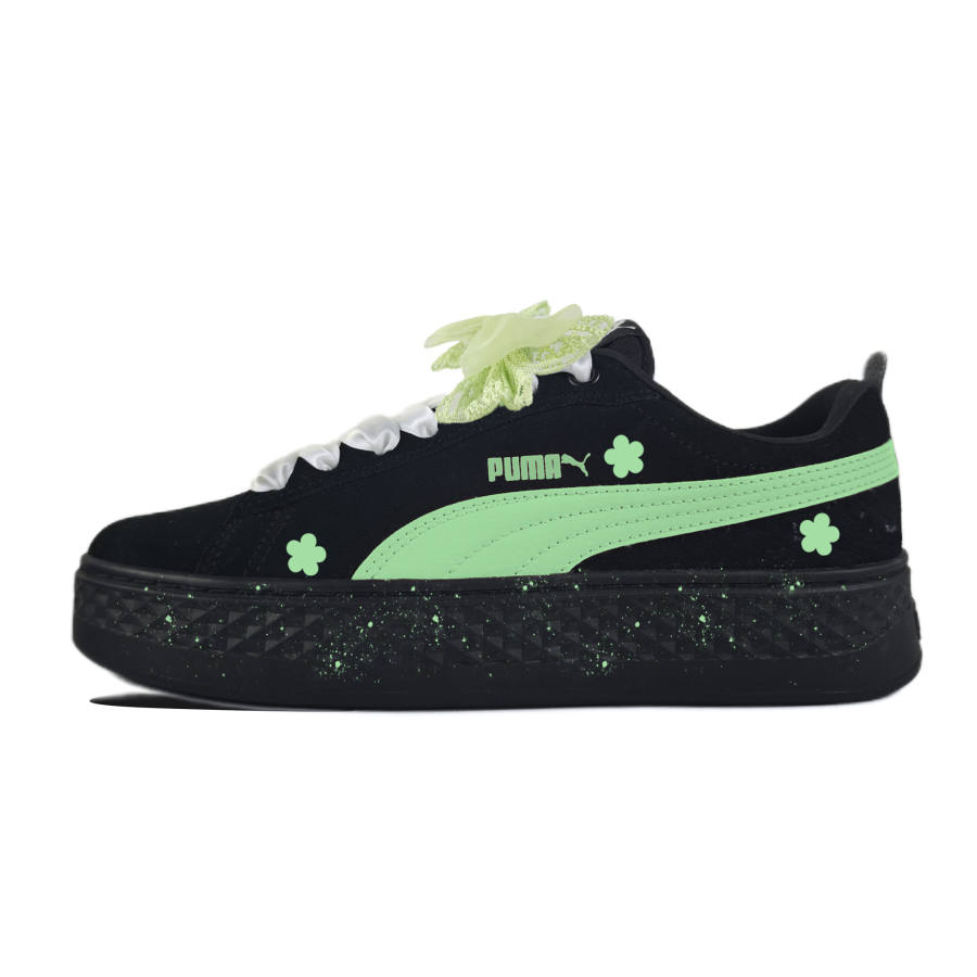 PUMA Smash Platform Willow Yellow Cherry Blossom Abrasion Resistant Breathable Low top Skateboard Shoes Women's Black