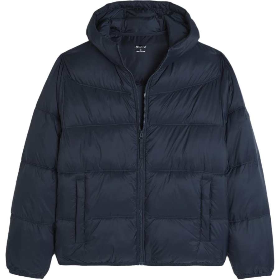 Hollister/ Puffer Jackets Men's Marine Blue Hooded Moderate