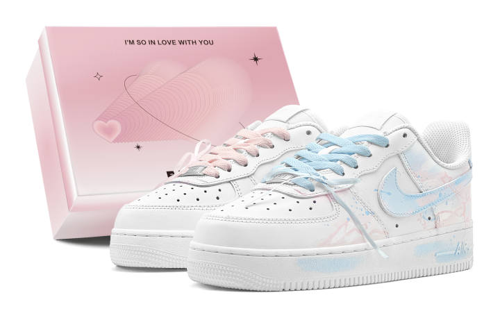 Nike Nike Air Force 1 Pink Blue Star Dream Low top Skateboard Shoes Men's Sky Blue