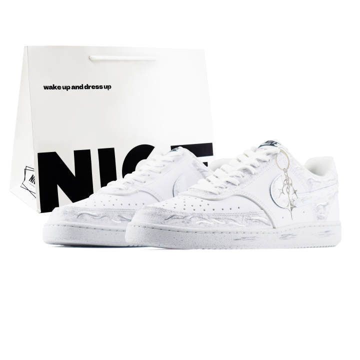 Nike Nike Court Vision 1 LOW Next Nature Abrasion Resistant Lightweight Low top Skateboard Shoes Men's White Gray