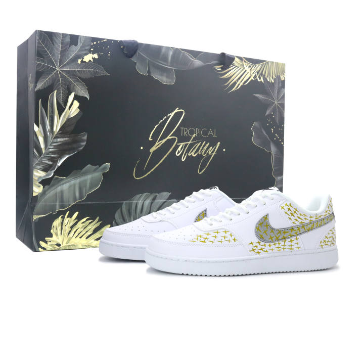 Nike Nike Court Vision 1 Skateboard Shoes Unisex Low Top White Gold Star