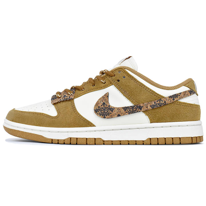 Nike Nike Dunk Abrasion Resistant Abrasion Resistant Low top Skateboard Shoes Unisex White Brown