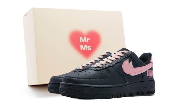 Nike Nike Air Force 1 Slip Resistant Abrasion Resistant Low top Skateboard Shoes Unisex Black Pink