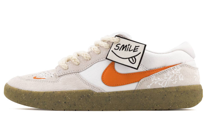 Nike Nike SB Force 58 Slip Resistant Low top Skateboard Shoes Unisex Gray White Orange