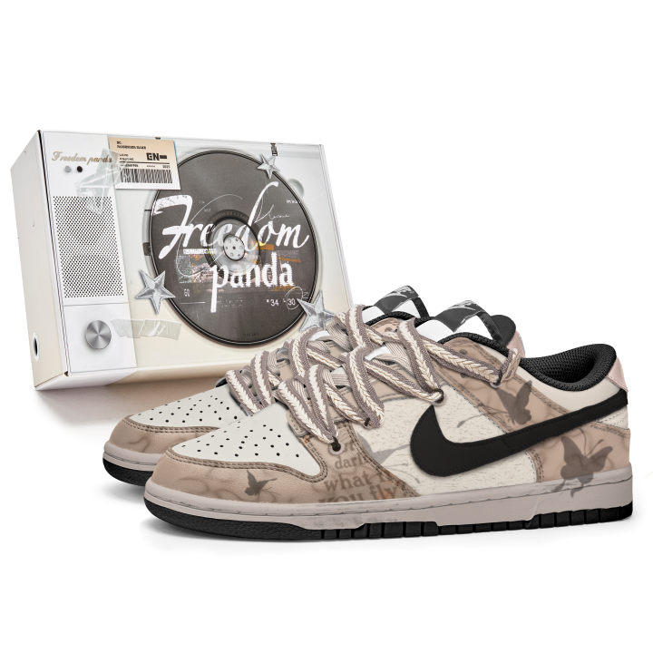 Nike Nike Dunk Freedom Panda, Box, Butterfly Lady Slip Resistant Abrasion Resistant Low top Skateboard Shoes Unisex