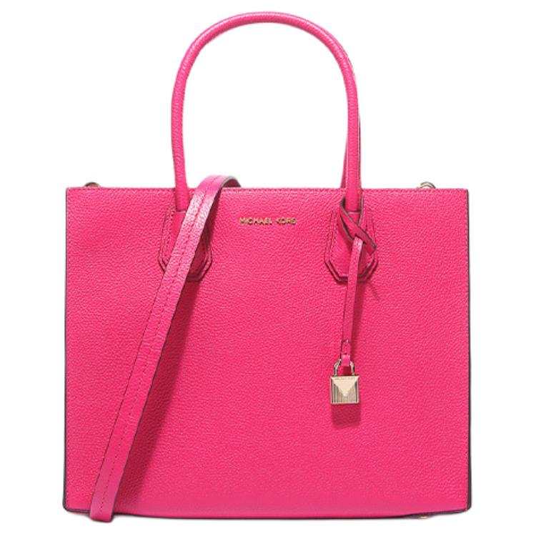 MICHAEL KORS Mercer Cow Leather Trunk Bag, Crossbody Bag, One Shoulder Handbag Large Women's Fuchsia