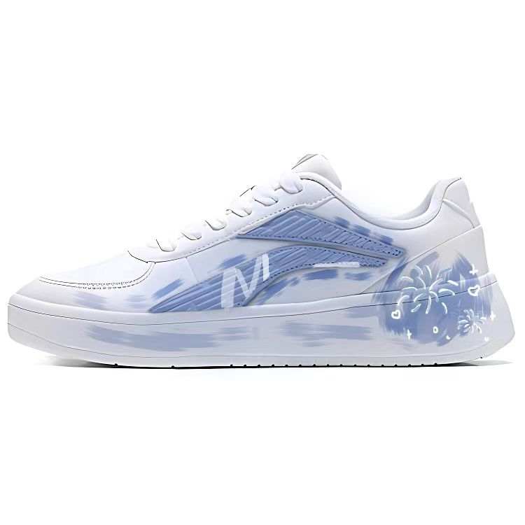 Li-Ning Li Ning Slip Resistant, Abrasion Resistant, Lightweight Low top Skateboard Shoes Unisex White Blue