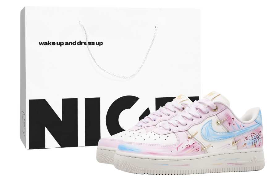 Nike Nike Air Force 1 Peach Oolong Cushioning Lightweight Cushioning Lightweight Low top Skateboard Shoes Women's Blue Pink