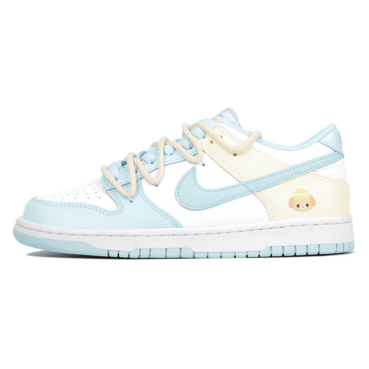 Nike Nike Dunk Low Belle Slip Resistant And Breathable Low top Skateboard Shoes GS Blue Yellow White