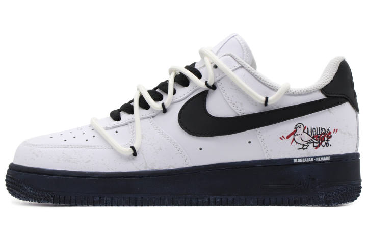 Nike Nike Air Force 1 Leather Thermal Coverage Low top Skateboard Shoes Women's Black White Gray