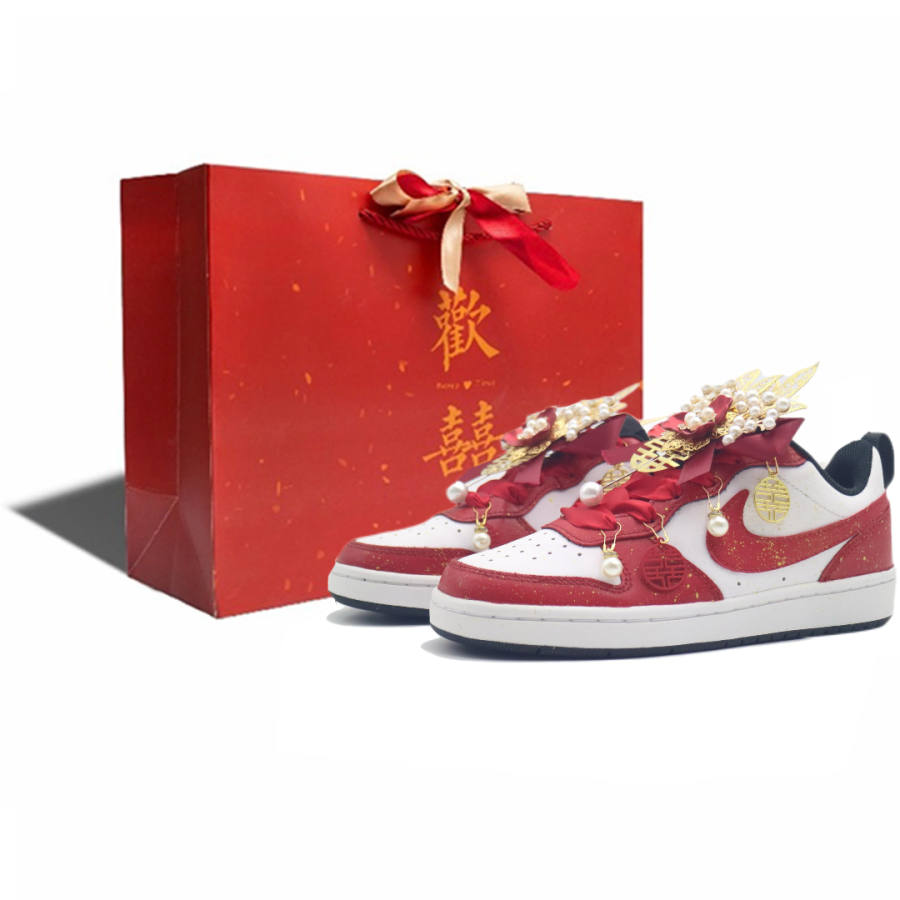 Nike Nike Court Borough A Match Made In Heaven Abrasion Resistant Low top Skateboard Shoes Women's Red