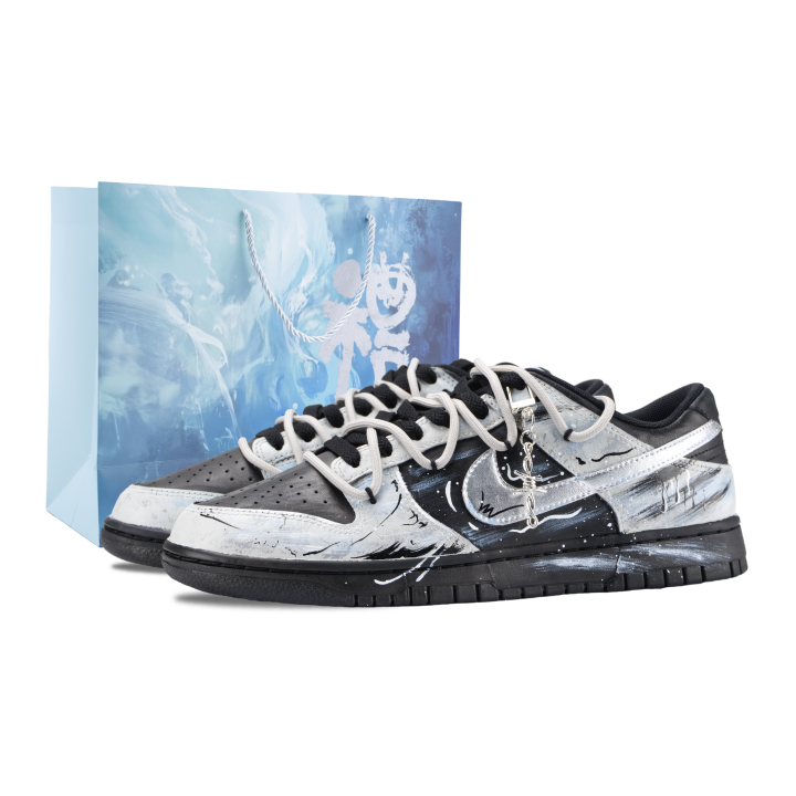 Nike Nike Dunk Phantom Night Miracle Abrasion Resistant Skateboard Shoes Unisex Black White Silver
