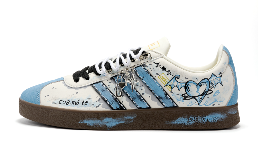 Adidas Adidas Vl Court Classic Synthetic Leather Abrasion Resistant Low top Skateboard Shoes Unisex White