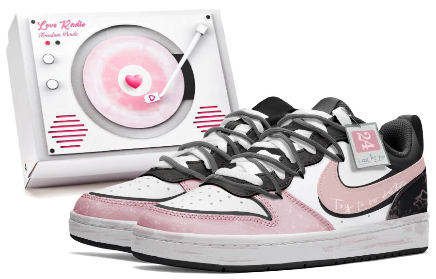 Nike Nike Court Borough 2 Slip Resistant Abrasion Resistant Low top Skateboard Shoes GS Black Pink