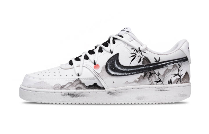 Nike Nike Court Vision 1 Ink Bamboo Smoky Mountain Abrasion Resistant Low top Skateboard Shoes Unisex Black White