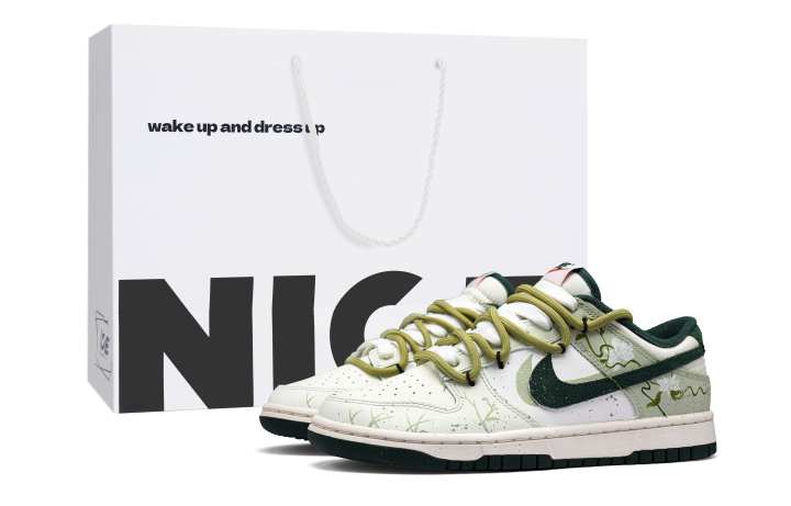 Nike Nike Dunk Youth Without Regret Cushioning Lightweight Slip Resistant Low top Skateboard Shoes Unisex White Green