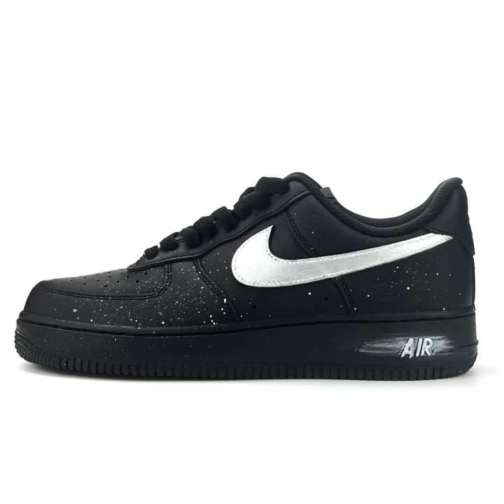 Nike Nike Air Force 1 Thermal Cushioning Abrasion Resistant Breathable Low top Skateboard Shoes Unisex Black Silver