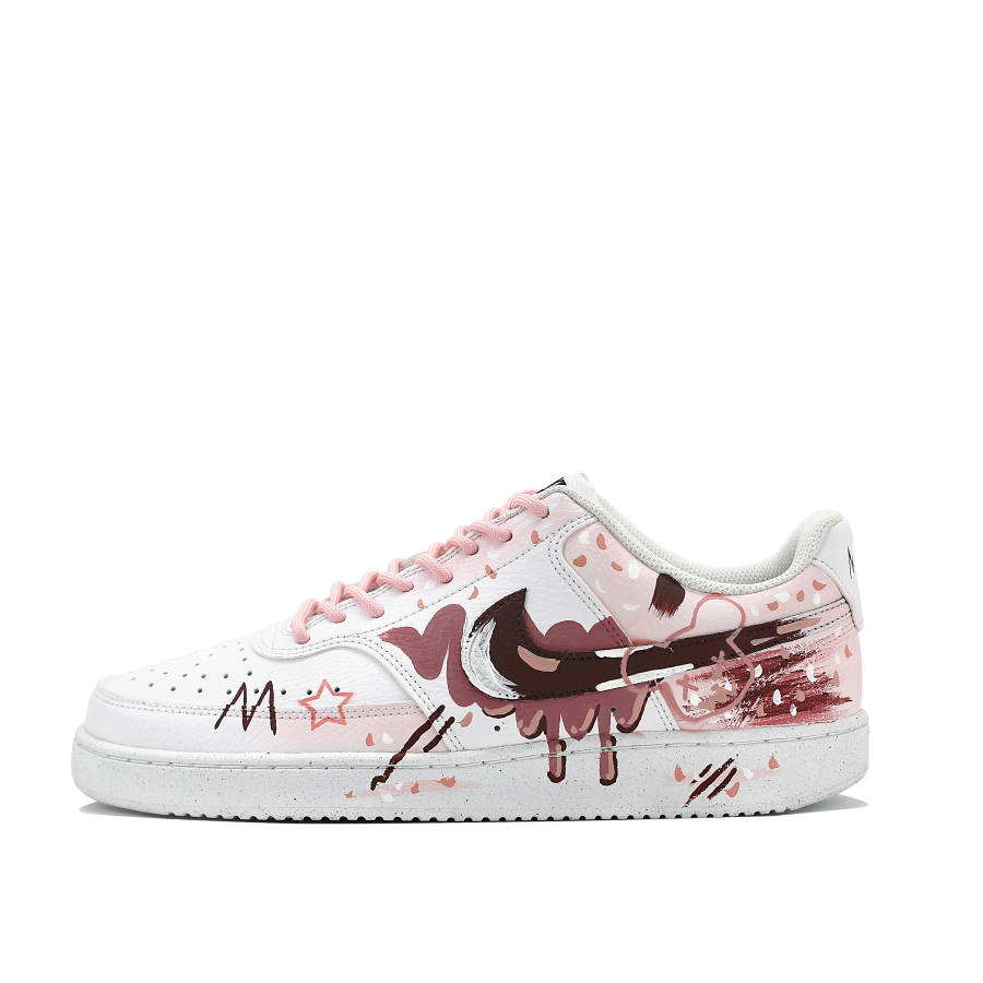 Nike Nike Court Vision 1 Leather Slip Resistant Abrasion Resistant Low top Skateboard Shoes Unisex Lotus Color