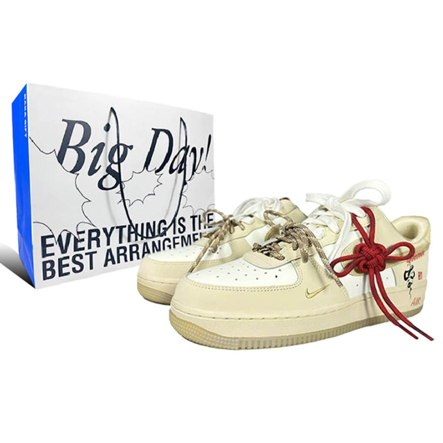 Nike Nike Air Force 1 Slip Resistant Abrasion Resistant Low top Skateboard Shoes Women's White Brown